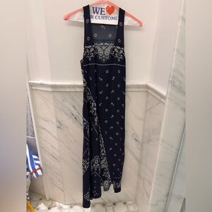 Theory Navy and White Paisley-Print Maxi Dress